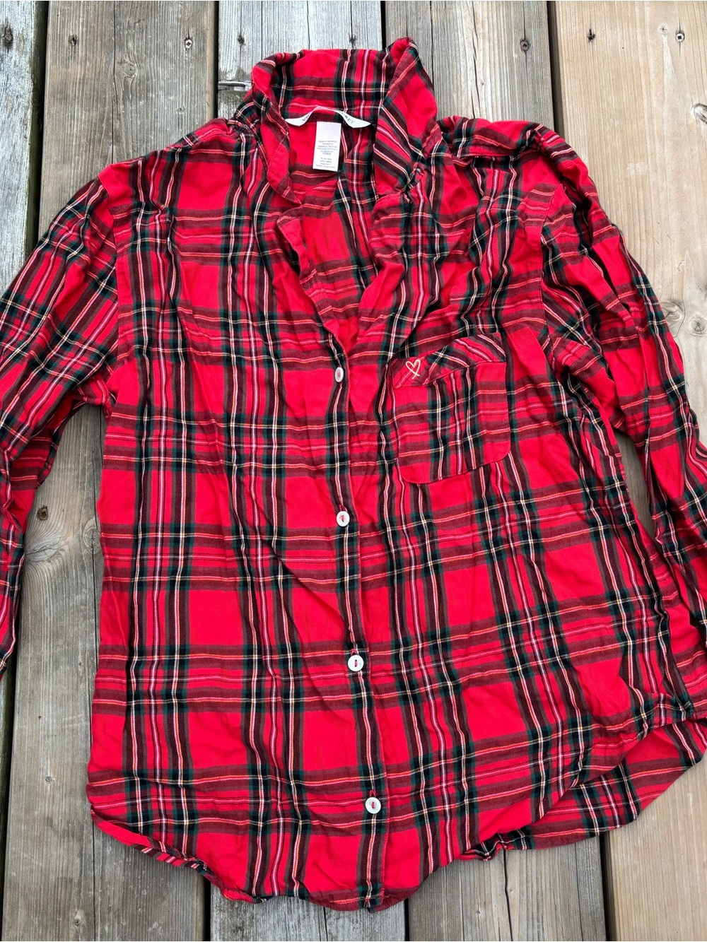 Victoria's Secret Red Plaid Button-Down Shirt